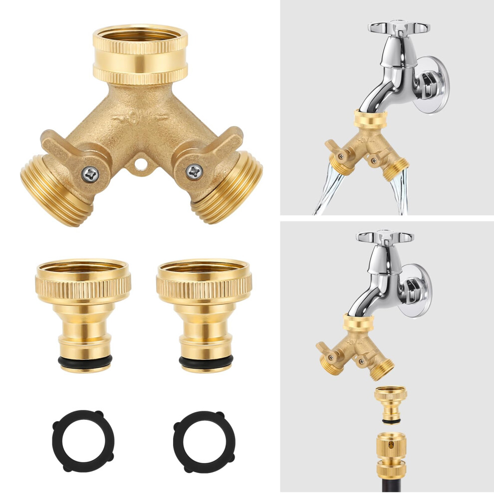 Sylken 2 Way Tap Splitter ? 3/4 Inch Multi-Functional Hose Connector, Create 2 Circuits On A Single Tap, Independent Flow Valve Per Outlet, Can Be 5051224479375