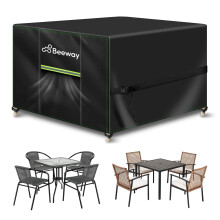 BEEWAY Garden Furniture Cover With Air Vent, Waterproof Patio Rattan Sofa Table Chair Set Cover - 420D Oxford Fabric, Windproof - 150x150x72cm