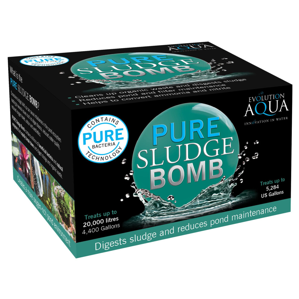 Evolution Aqua Pure Sludge Bomb Pond Sludge Remover ? Natural Sludge Buster For Pond Clear Water Treatment, Bacteria Balls Cleaner Pond Bomb For Fish