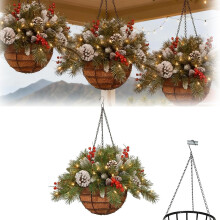 Beleuchteter hängender Weihnachtskorb mit Lichterkette, 20 x 15 Zoll