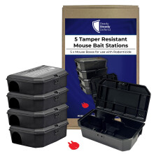 Empty Mouse Boxes Pack of 5, Durable Plastic Mouse Bait Box for Rodent Control, Ideal for Mouse Poisoning Indoor, Mouse Killer Station for Pest