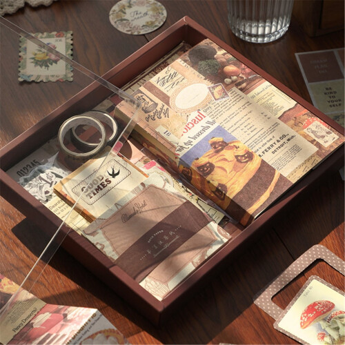 Κιτ vintage scrapbooking με χάρτινες κορνίζες, αυτοκόλλητα & 2