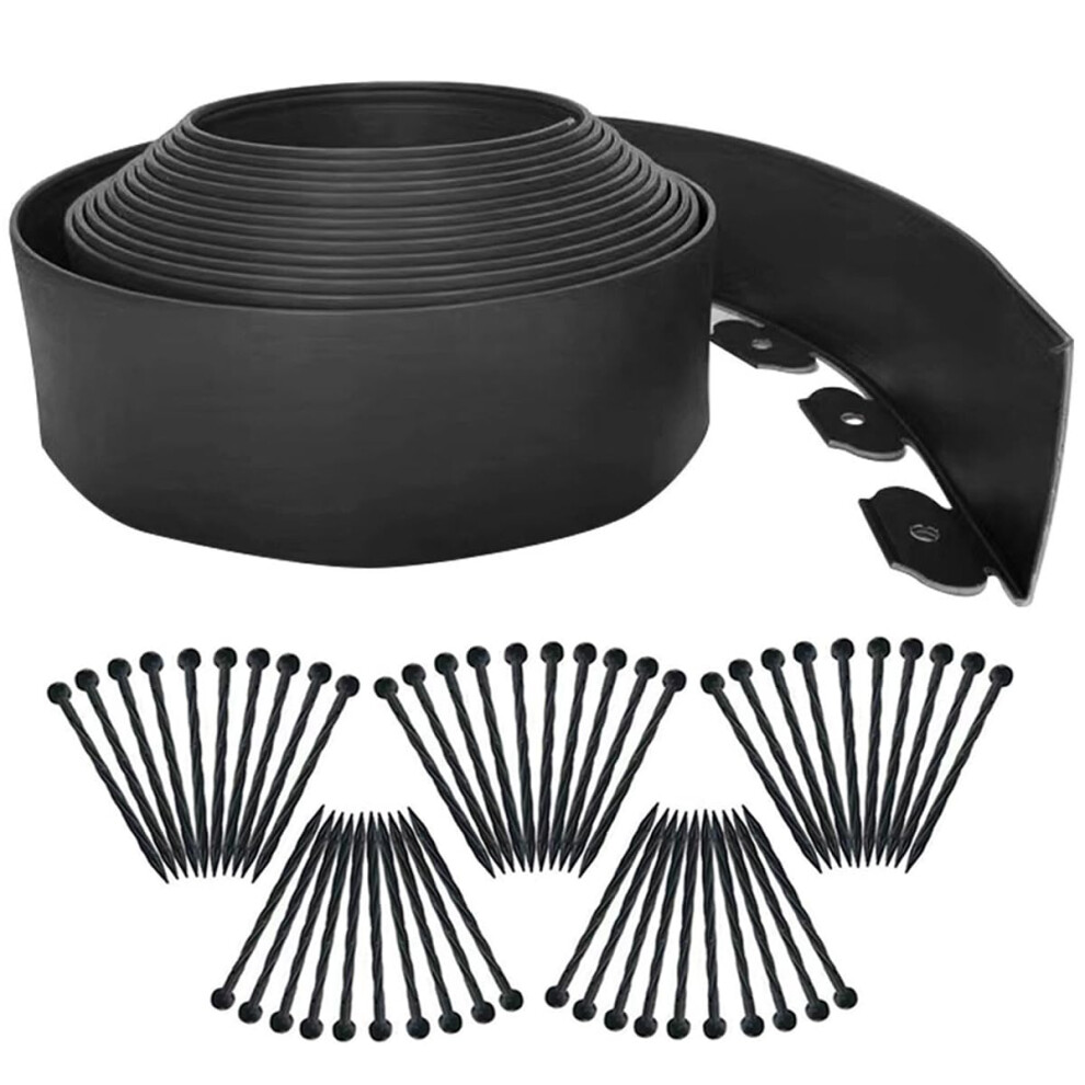 10M Garden Edging Borders,Lawn Edging Border[Extra Tall 4In High] With 50Pcs Stakes Flexible Landscape Edging Kit,Mini Plastic Fence For 5051224477302