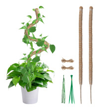 Mcbazel Moss Pole,2pcs 60CM/23.6inch Bendable Coir Plant Poles for Climbing Plants Support, Indoor Outdoor Cheese Monstera Plant Support with Cable