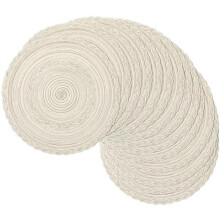 Ronde gevlochten placemats, 38 cm, set van 12, ivoor