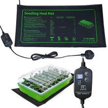 EWENYS Plants Seedling Heating Mat, IP67 Waterproof, 20W Heat Warmer Mat for Growing Greenhouse or Grow Box (20 x 10 in, Thermostat + Timer)