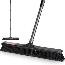 MASTERTOP Heavy Duty Garden Broom, Large Stiff Outdoor Broom with 24" Wide Brush Head, Yard Brush for Scrubbing Driveway Yard Tile Garden Warehouse