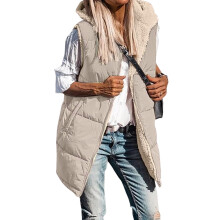 Women's Winter Puffer Vest Sleeveless Hooded Coat Double Sided Reversible Fleece Lined Loose Fit Outerwear with Pockets
