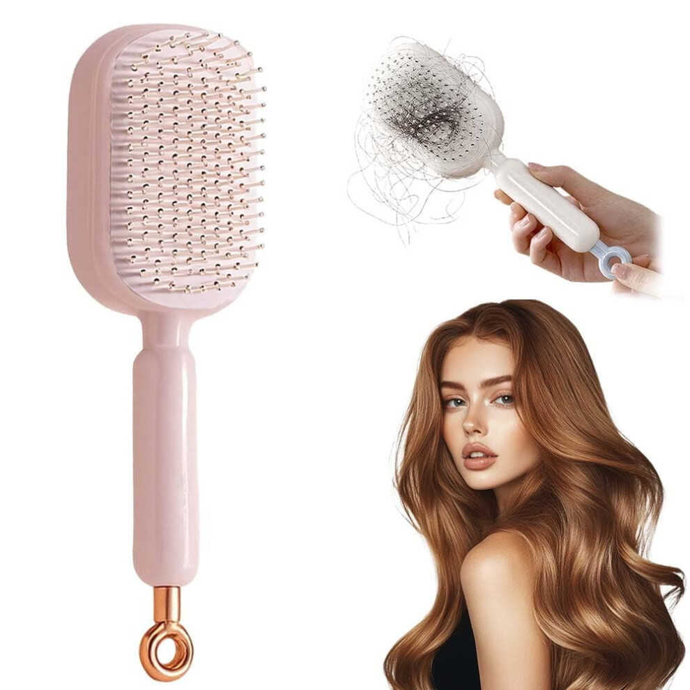 Self-Cleaning Hair Brush with Retractable Bristles