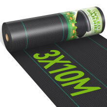 iropro 3m x 10m Heavy Duty Weed Control Membrane Garden Weed Barrier Fabric for Landscaping Driveway Gravel Artificial Grass Lawn Underlay Black Woven