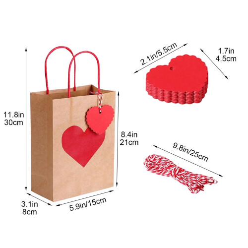 Valentinsdagsgaveposer med hjertehåndtag 30 stk. 1