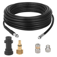 STYDDI Pressure Washer Drain Pipe Hose Cleaning Kit for Karcher K2-K7 Series and LAVOR Pressure Washer, with Jet Nozzle and Rotating Jet Nozzle, 15 M,