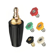 Stone Banks Brass Rotating Turbo Nozzle 4000PSI, 1/4" Quick Connect Pressure Washer Nozzle with 5 Tips, Pressure Washer Cleaner Gun Nozzles Accessory