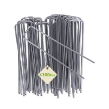 iropro Pack U Shaped Heavy Duty Weed Membrane Pegs Galvanised Steel Metal Garden Pegs for Netting Weed Control Fabric Securing Ground Staples