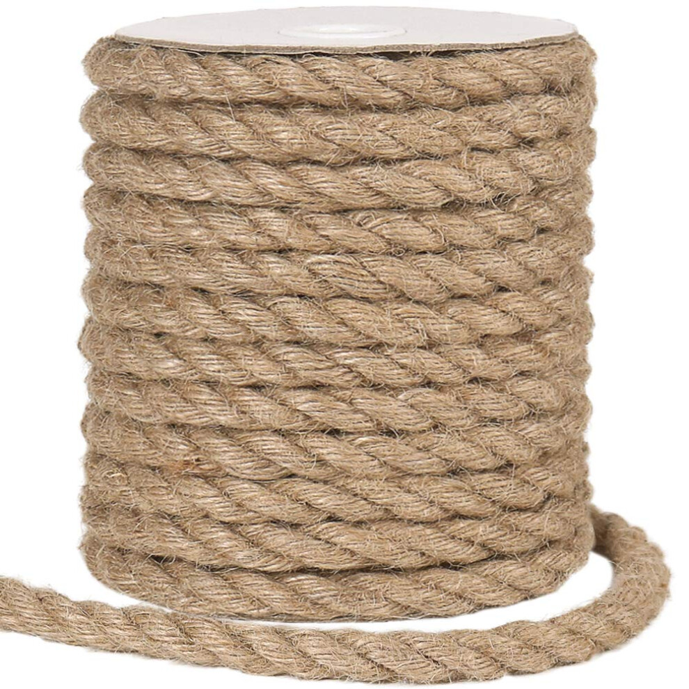 Tenn Well 12Mm Jute Rope, 33 Feet Thick And Strong Natural Jute Twine For Gardening, Bundling, Cat Scratcher, Decorating (Brown) 5051224484904