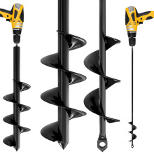 K-Brands Post Hole Digger, 2 Pack 4 x 41 cm & 9 x 41 cm Alloy Steel Garden Spiral Drill Bit, Bulb Planter & Hole Auger Drill Bit for 3/8" Hex,