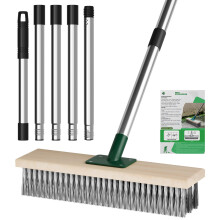 ytorgr Yard Brush Heavy Duty Wire Broom Outdoor with 57" Telescopic Handle,Stiff Metal Bristle Garden Brush for Patio, Deck,Garden