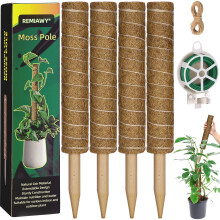 Moss Pole 56 Inch 142cm, 4 Pcs Moss Pole for Monstera, 45cm Coir Totem Pole Moss Stick for Climbing Plants Indoor Monstera Support Extension, Train
