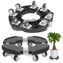 TreeGun Plant Caddy with Wheels with 8 Lockable Casters, Rolling Plant Stand Adjustable 38-58CM, Plant Stand with Wheels 200KG Capacity for Outdoor