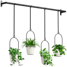 Mutool 4 Pack Hanging Planter Pots for Indoor Herb Garden, Indoor Hanging Planter Plant Hanger with Melamine Planters, Hanging Rope & Modern Wall and