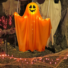 Dekoracja wisząca na Halloween w kształcie ducha z diodami LED, 6 szt.