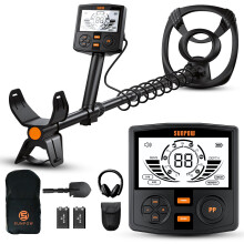 SUNPOW Metal Detector for Adults Professional, High-Tech with DSP Chip and Structure, 3 Pieces Custom, 30cm Waterproof Coil, 2 x LCD Display, 5 Modes,