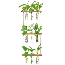 XXXFLOWER Wall Hanging Propagation Station with 3 Tiered Wooden Stand 9 Test Tubes Plant Propagation Kit for Hydroponic Plants Cuttings Test Tube