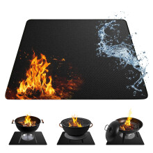 Fire Pit Mat for Decking 100x100cm ? Square Black Double-Sided Fireproof & Heat Proof Mat, Oil-Resistant & Waterproof for Garden BBQ & Patio,Outdoor