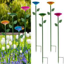 Whchiy 4 Pack Bee Watering Station, Bee Baths for Garden, Colorful Bee Butterfly Feeders for Yard Decor, Metal Decorative Garden Stakes (Red, Green,
