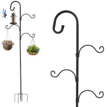 SINZUX Bird Feeders Hanging Station, 77" Adjustable Bird Feeder Pole Stand with 4 Hooks, Heavy Duty Freestanding Shepherds Crook Garden Hooks for
