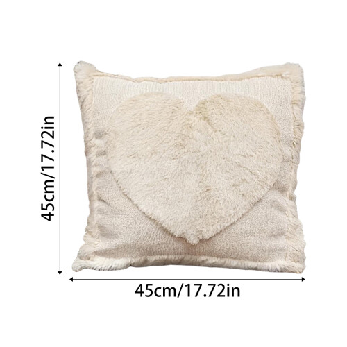 Funda de almohada con forma de corazón, 45x45 cm, suave y afelpada. 2