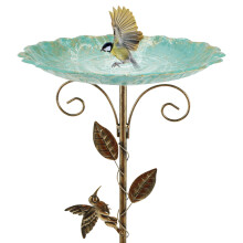 30In Metal Bird Bath for Garden, Vintage Freestanding Birdbaths & Supports with 5 Prongs Base, Detachable Decoration Bird Baths Feeder Bowl, Spa