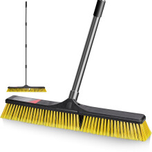 MASTERTOP Heavy Duty Garden Broom, Long Handle Yard Brush with 24" Wide Brush Head, Stiff Hard Brushes for Sweeping Yard, Garden, Patio, Driveway,