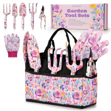 Gardening Gifts for Women Mum - Velway 6PC Floral Print Metal Garden Tools Set with Bag Ideal Gardening Gifts for Ladies Gardeners Mothers Day