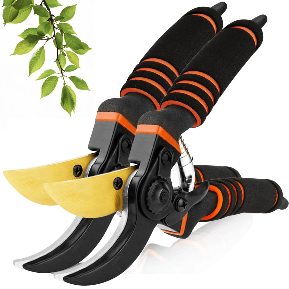 Garden Secateurs, Gardening Pruning Shears, 2Pcs Garden Scissors, Bypass Secateurs, Garden Pruners For Branches, Hedges And Flowers 5051225543501