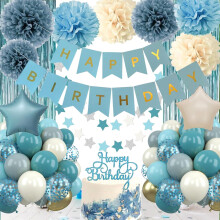 Blue Birthday Decoration Set with 43 Balloons and