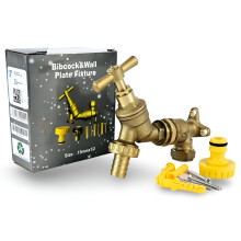 W?rmer System Water Bibcock Tap 1/2 inch BSP with Brass Wall Plate Fixture BS1010-2