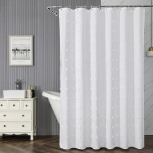 White Polyester Shower Curtain with Metal Grommets & 12