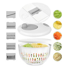 Centrifugadora de ensalada con cortador y rallador, 4500 ml, blanca