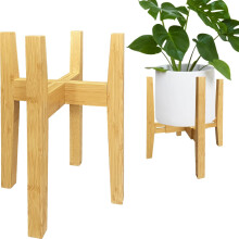 Sholramo Adjustable Plant Stand Indoor Bamboo Mid Century Modern Plants Stand Corner Plants Flower Holders Single Floor Plant Stands- 8.2-11.8 in (Pot