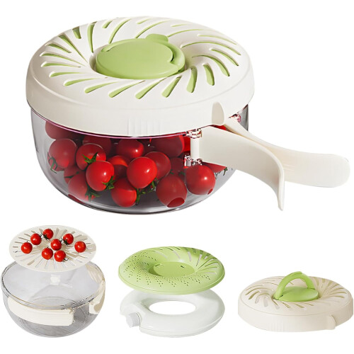 2.85QT Fruit Washing Bowl with Strainer, Lid & Ice Pack