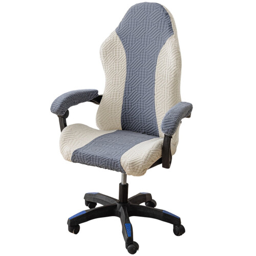 Blue & White Polyester Spandex Gaming Chair Cover 1 Pc