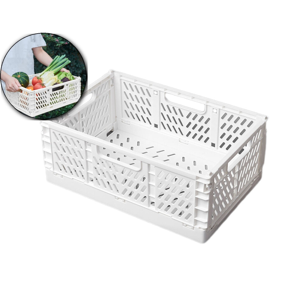 Plastic Collapsible Crate White Stackable Folding