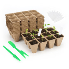 KINGLAKE 20 Pack 240 Cells Seed Trays Seedling Pots Biodegradable Plant Pots Fibre Seed Pots, Plant Germination Module Trays Kits with 100 Plant