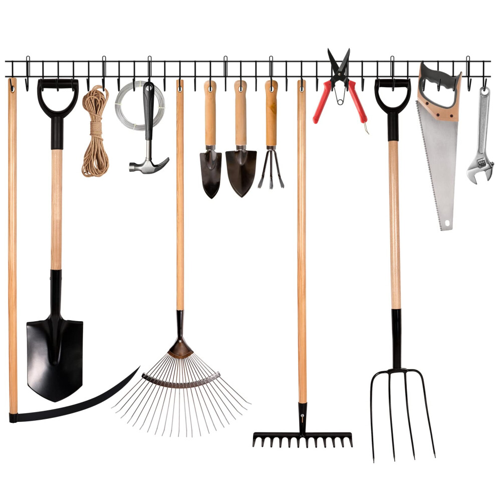 Zacurter Garden Tool Rack Garage Tool Organizer Wall Mount Garden Tool Holder Yard Tool Hangers Heavy-Duty Hook Wall Storage Rack Holds Garden Tools, 8000003836905