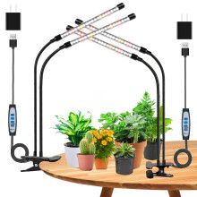 wolezek LED Grow Light Full Spectrum, 2 Pack Indoor Plant Lamp, 6000K/3000K/660nm 2-Head Plant Growing Lamp with Clip, Auto ON & Off 6/12/16H Timer, 3