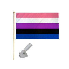 Genderfluid Pride Flag 3x5 ft Polyester with 5ft Wooden
