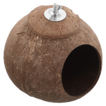 Kokosnoot vogelnest voor dwergpapegaaien, natuurlijke leefomgeving, 1 set