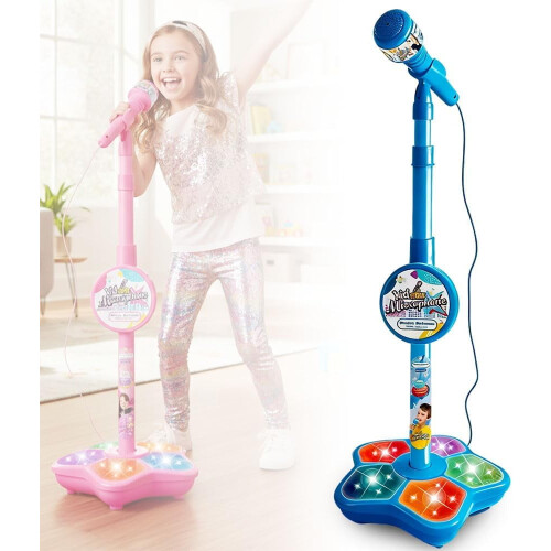 Microphone with Stand Blue Adjustable Height