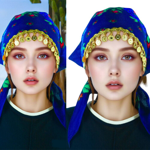 Ethnic Headscarf for Women Triangular Gold Tassels-Coffee 2